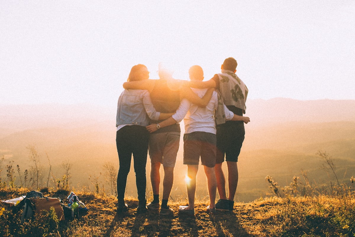 Families celebrating together outdoors